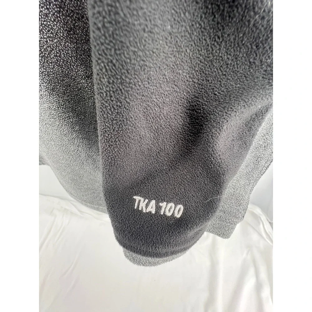 The North Face TKA 100 Fleece Quarter Zip Jacket Grey Black Mens L G‎